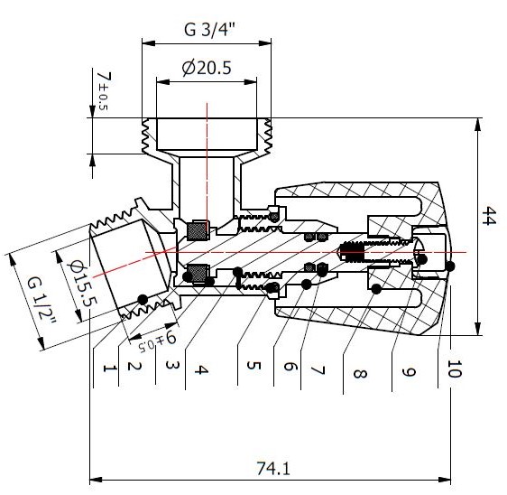 Robinet de machine à laver tête 1/4 de tour - garis - b01-rmls